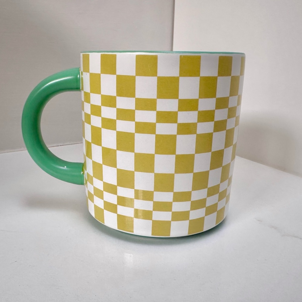 Indigo Checkered Retro Funky 70’s Style Ceramic Mug Set - Picture 8 of 16